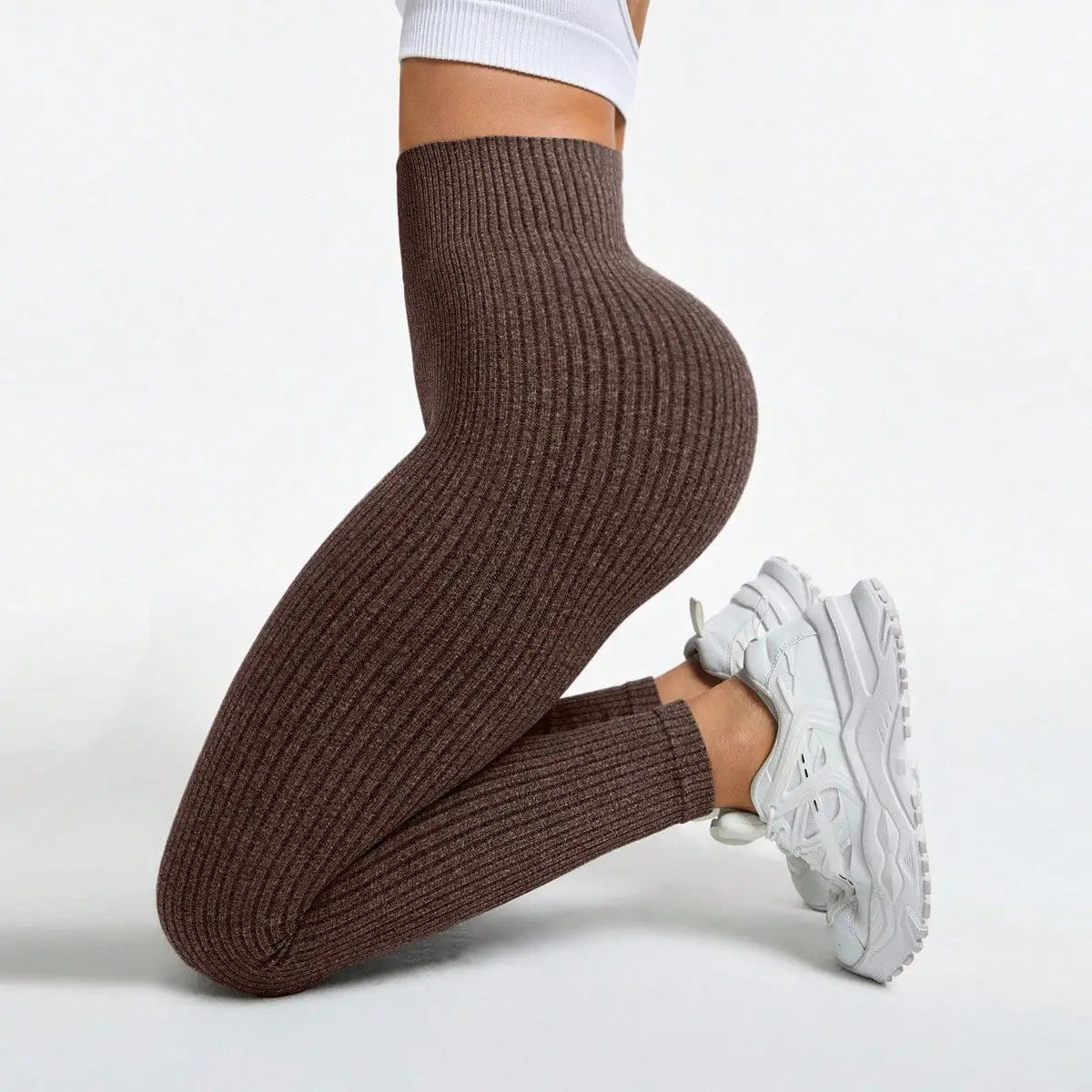 Brown Color Women’s Seamless High Waist Yoga Leggings Tummy Control
